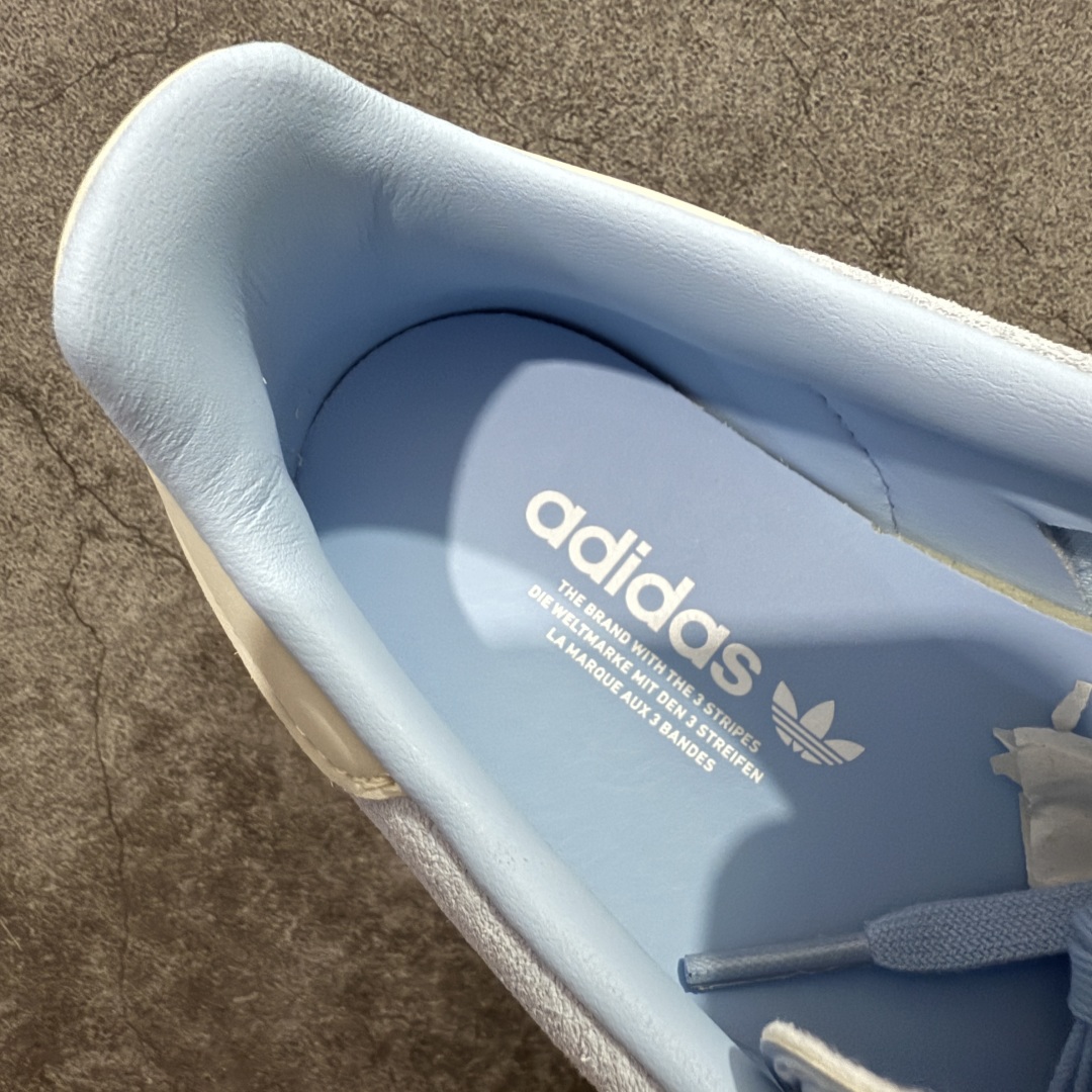 图片[8]-【渠道纯原版】AD Gazelle Indoor Trainers 羚羊内训系列低帮复古百搭休闲运动德训风板鞋 蓝白 JI2717 市场最高版本 完美还原zp细节，注意区别市场任何版本，完全不是一路货色‼️ 全鞋原材料打造，无任何色差，正确鞋型，后跟港宝材料定型，正确微透生胶大底，反口内里头层细腻小牛皮，纸板中底 鞋垫背胶，侧面正确烫金压印字母，所有细节完美还原‼️ 尺码：35 36 36.5 37 38 38.5 39 40 40.5 41 42 42.5 43 44 44.5 45-选品中心