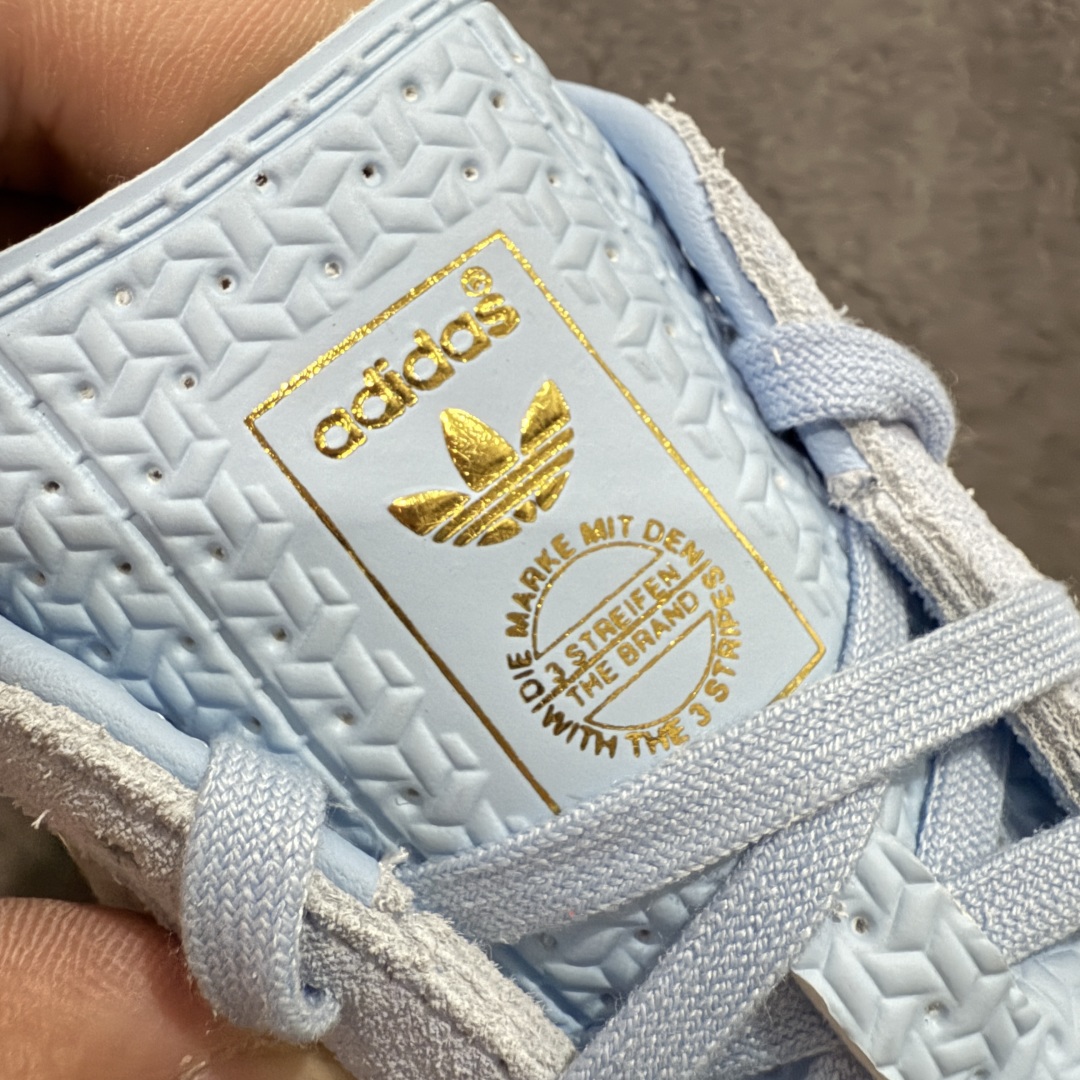 图片[6]-【渠道纯原版】AD Gazelle Indoor Trainers 羚羊内训系列低帮复古百搭休闲运动德训风板鞋 蓝白 JI2717 市场最高版本 完美还原zp细节，注意区别市场任何版本，完全不是一路货色‼️ 全鞋原材料打造，无任何色差，正确鞋型，后跟港宝材料定型，正确微透生胶大底，反口内里头层细腻小牛皮，纸板中底 鞋垫背胶，侧面正确烫金压印字母，所有细节完美还原‼️ 尺码：35 36 36.5 37 38 38.5 39 40 40.5 41 42 42.5 43 44 44.5 45-选品中心