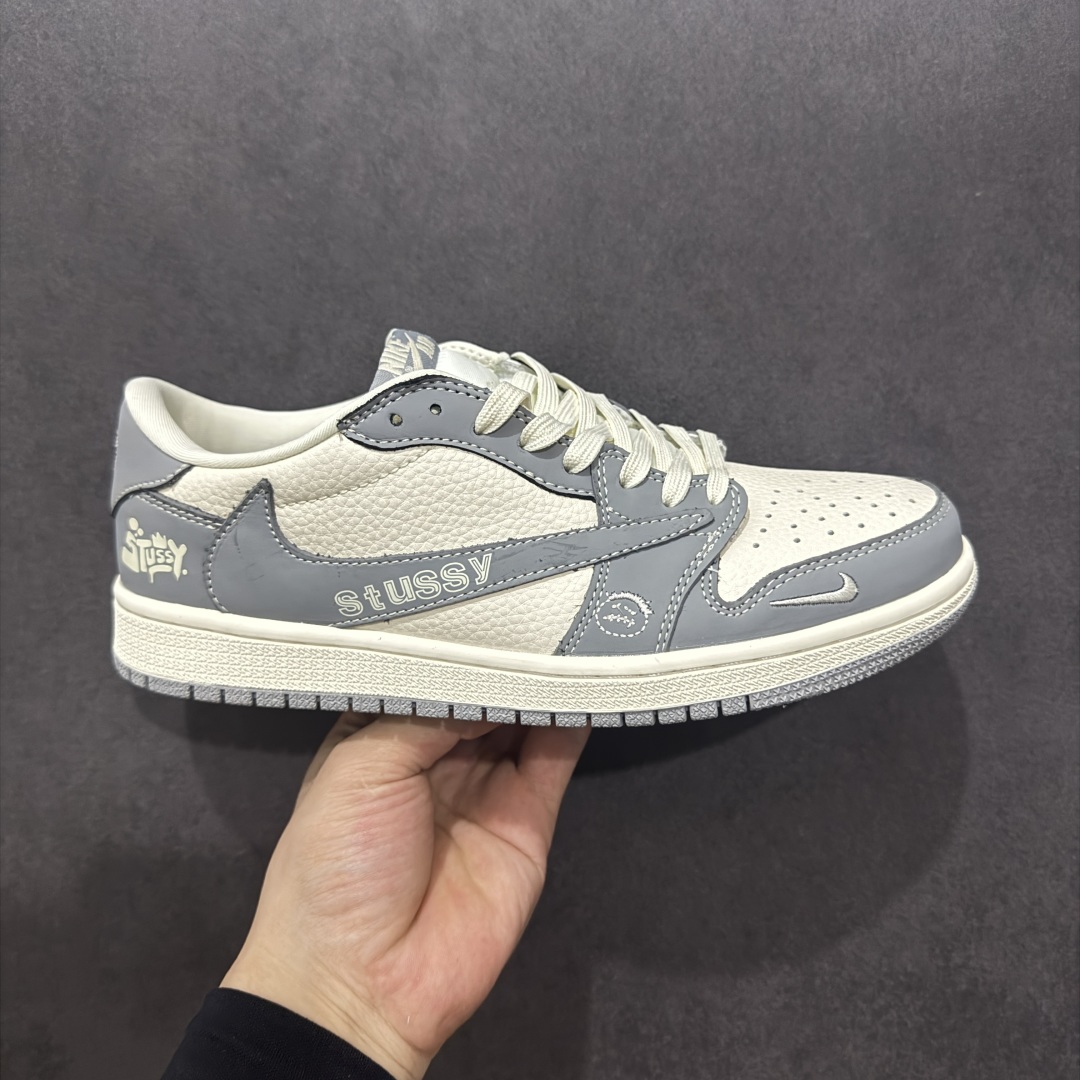 280  【定制版】Travis Scott x Fragment Design x Air Jordan 1 Low OG SP 乔1斯图西联名 米灰鬼脸 低帮文化休闲板鞋 LD2025-001