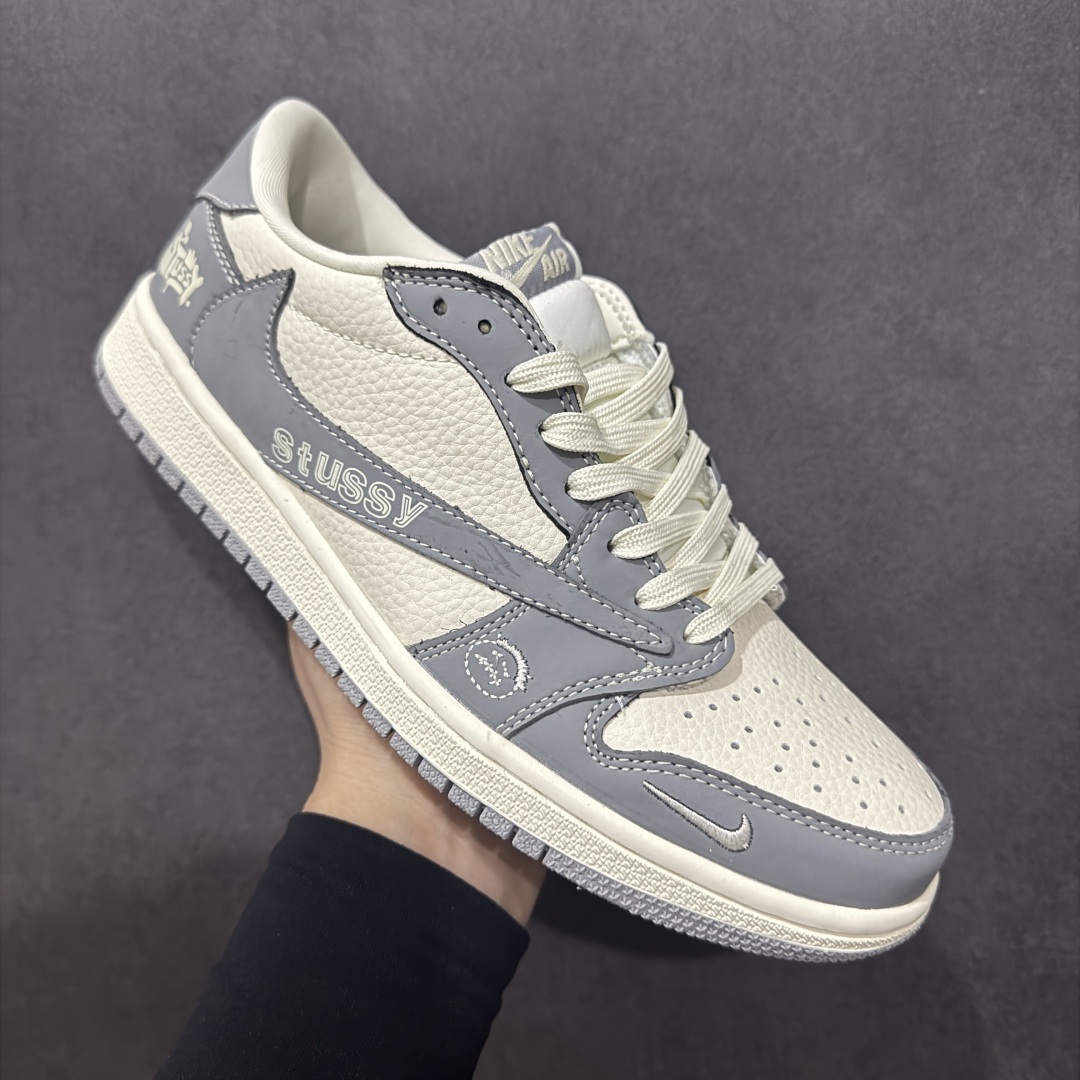 280  【定制版】Travis Scott x Fragment Design x Air Jordan 1 Low OG SP 乔1斯图西联名 米灰鬼脸 低帮文化休闲板鞋 LD2025-001