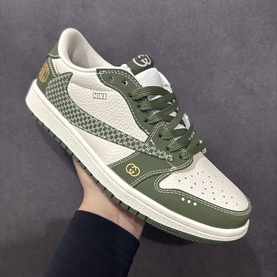 280  【定制版】Travis Scott x Fragment Design x Air Jordan 1 Low OG SP 乔1古驰联名 复古绿 低帮文化休闲板鞋  LD2025-002