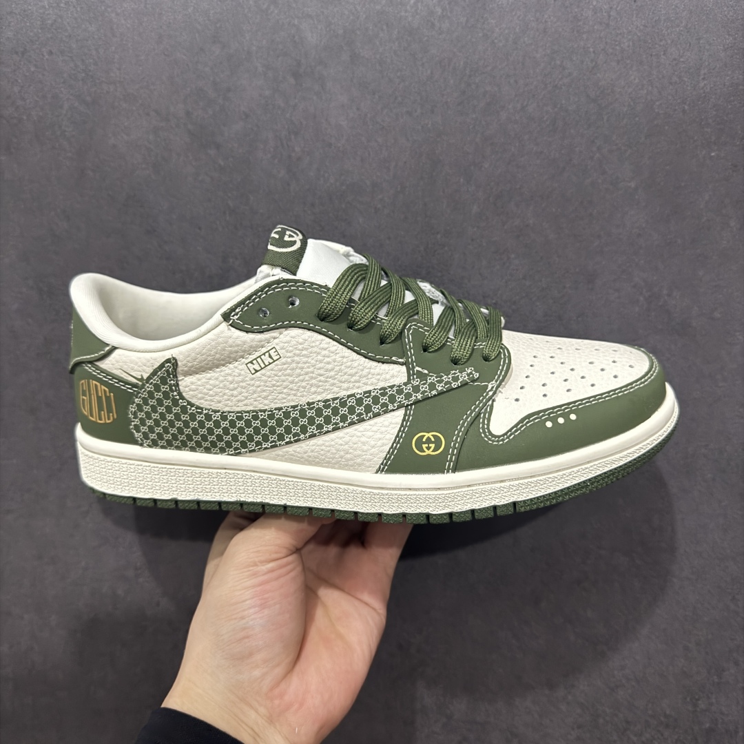280  【定制版】Travis Scott x Fragment Design x Air Jordan 1 Low OG SP 乔1古驰联名 复古绿 低帮文化休闲板鞋  LD2025-002