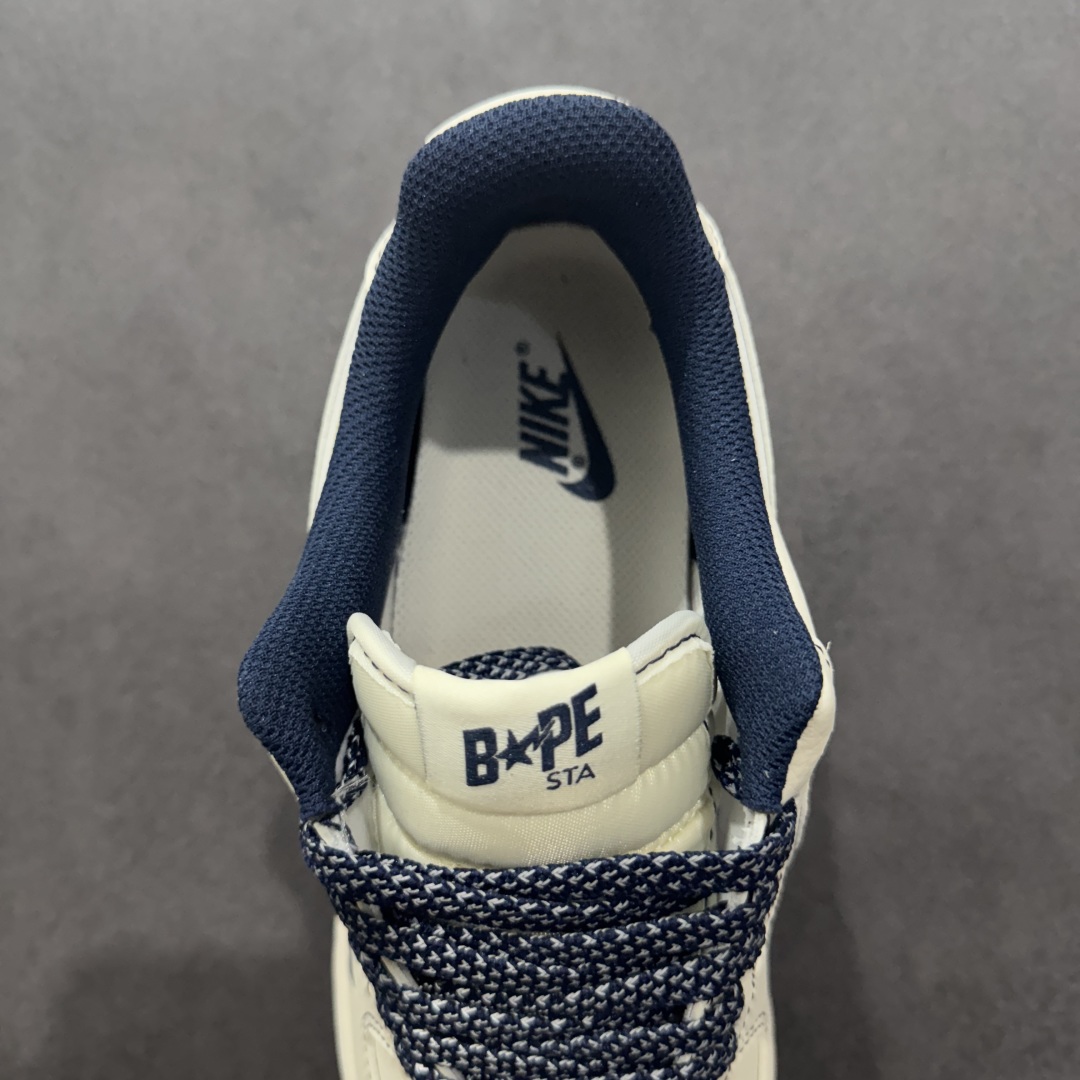 260  【定制版】海外限量发售NIke Air Force 1 '07 Low “Bape联名——米白深蓝线”空军一号 低帮  HH7518-066