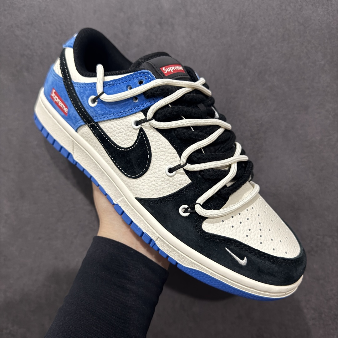 300  【定制版】Nike SB Dunk Low Sup系列 绑带黑白黑勾 周年高端定制 低帮休闲板鞋 YX5066-271