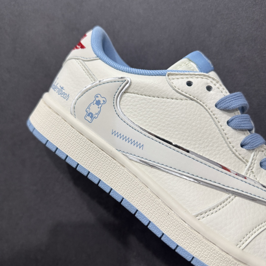 280  【定制版】Travis Scott x Fragment Design x Air Jordan 1 Low OG SP 乔1暴力熊联名 卡通米蓝 低帮文化休闲板鞋 XS7089-528