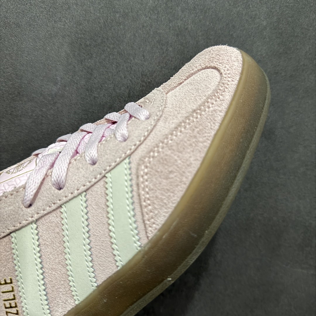 170  【正确版】阿迪达斯Adidas Gazelle Indoor Trainers 羚羊内训系列低帮复古德训风百搭休闲运动板鞋 粉白 JI2716
