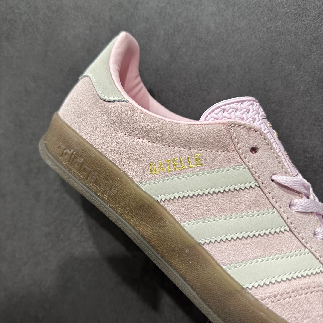 170  【正确版】阿迪达斯Adidas Gazelle Indoor Trainers 羚羊内训系列低帮复古德训风百搭休闲运动板鞋 粉白 JI2716
