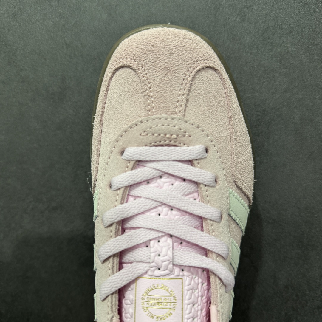 170  【正确版】阿迪达斯Adidas Gazelle Indoor Trainers 羚羊内训系列低帮复古德训风百搭休闲运动板鞋 粉白 JI2716