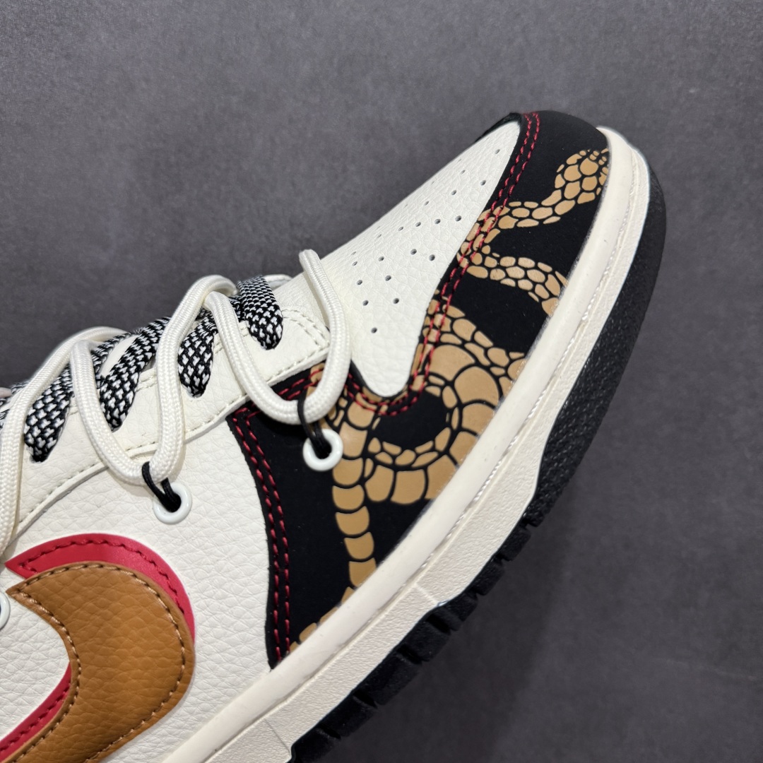 【定制版】Nike SB Dunk Low 蛇年系列 绑带红棕双勾 周年高端定制 低帮休闲板鞋 SJ2068-312
