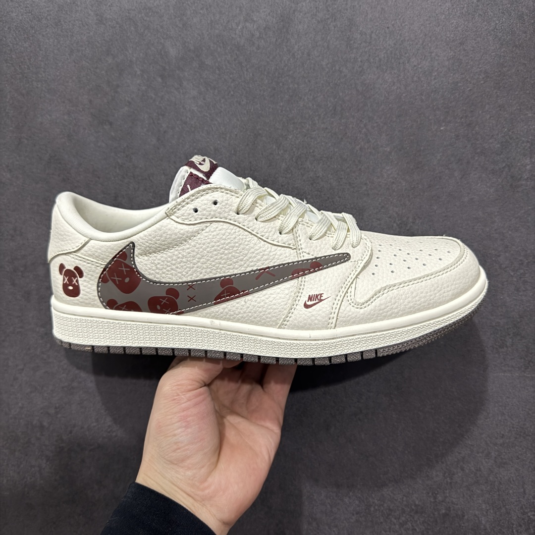 280  【定制版】Travis Scott x Fragment Design x Air Jordan 1 Low OG SP 乔1暴力熊联名 米白棕熊 低帮文化休闲板鞋 LD2025-004