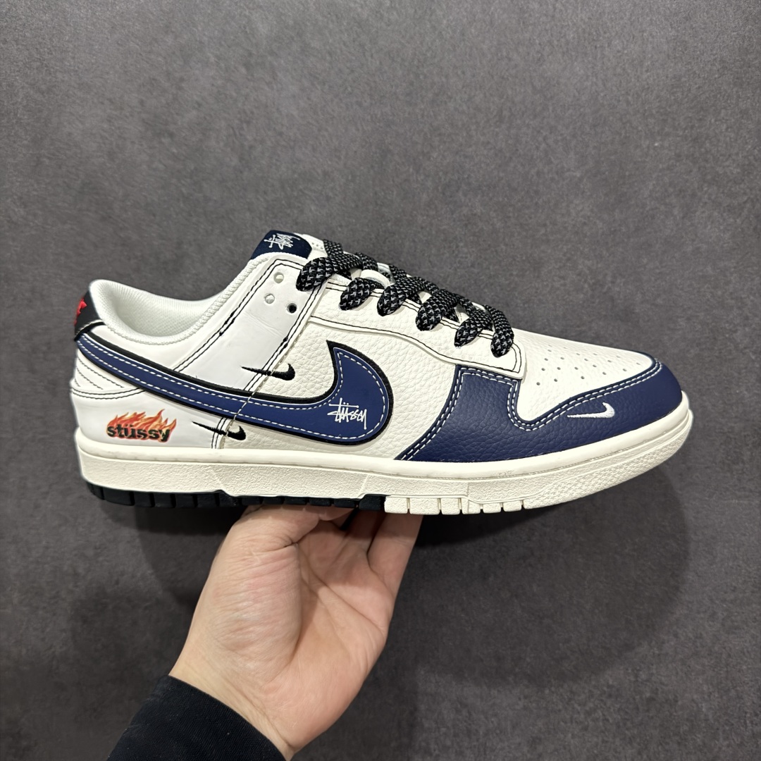 280  【定制版】Nike SB Dunk Low 斯图西联名 米蓝火焰 周年高端定制 低帮休闲板鞋 ZH2598-226