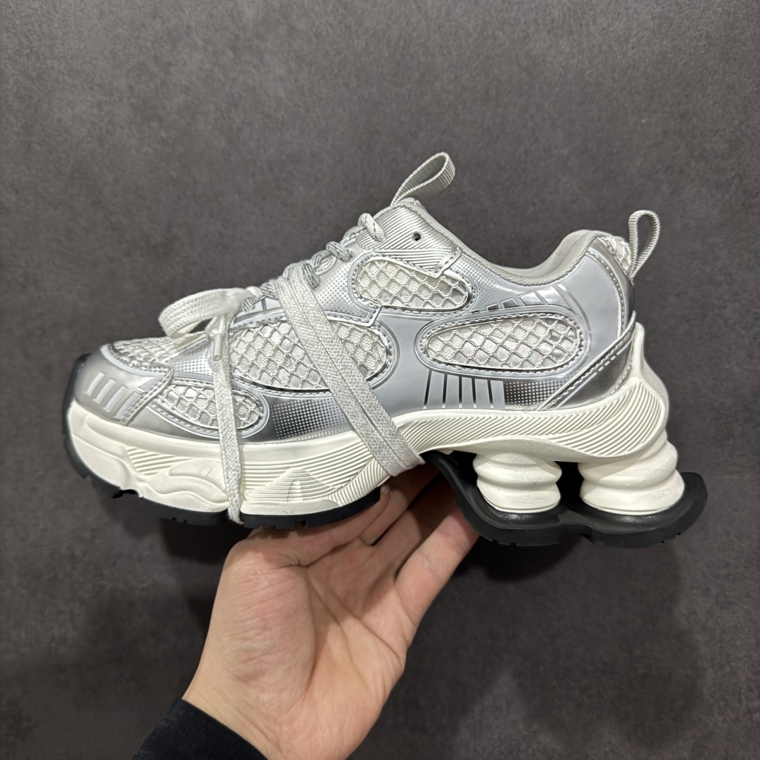 220   GG-CC 林允同款 5CM厚底增高 星河粒子 银白色  银角大王 月牙底绑带镂空老爹鞋  G25U9778