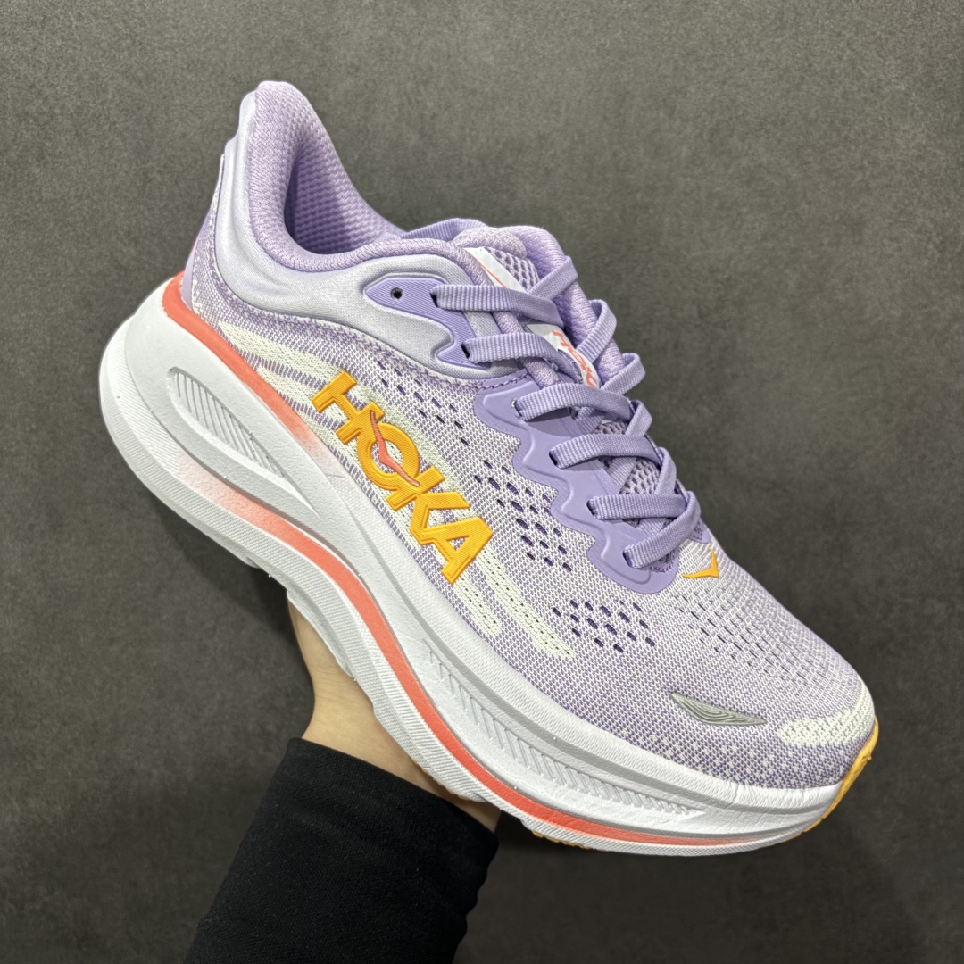  
HOKA BONDI 9 邦迪9代 高品质 原材料开发 鞋面采用特别透气的工程网布  中底还是HOK