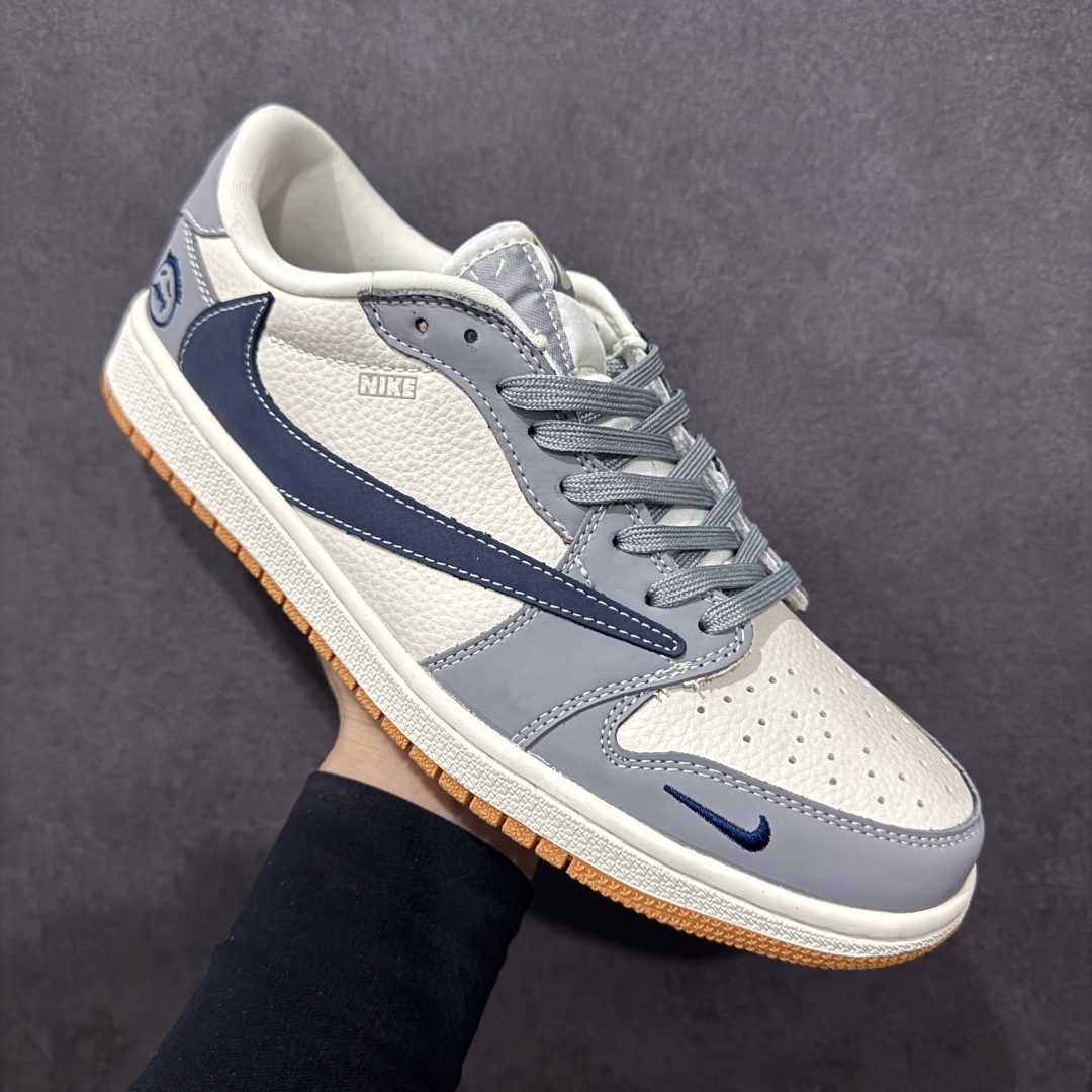 280  【定制版】Travis Scott x Fragment Design x Air Jordan 1 Low OG SP AJ1 乔1鬼脸联名 白蓝生胶 低帮文化休闲板鞋 LD2025-005
