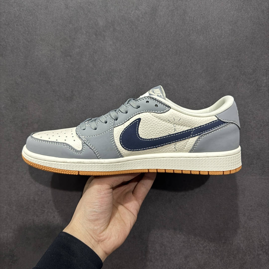 280  【定制版】Travis Scott x Fragment Design x Air Jordan 1 Low OG SP AJ1 乔1鬼脸联名 白蓝生胶 低帮文化休闲板鞋 LD2025-005