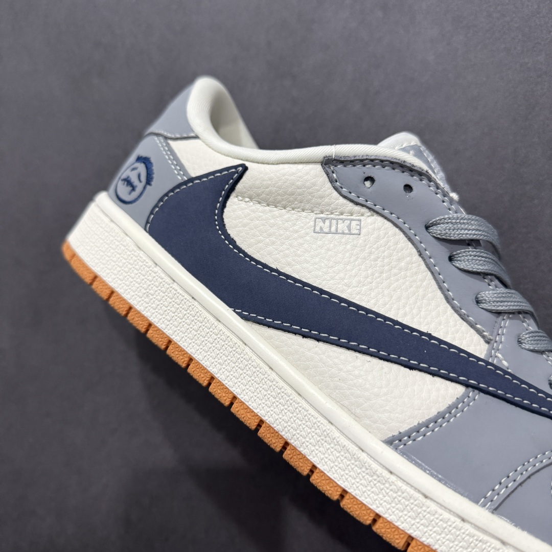 280  【定制版】Travis Scott x Fragment Design x Air Jordan 1 Low OG SP AJ1 乔1鬼脸联名 白蓝生胶 低帮文化休闲板鞋 LD2025-005