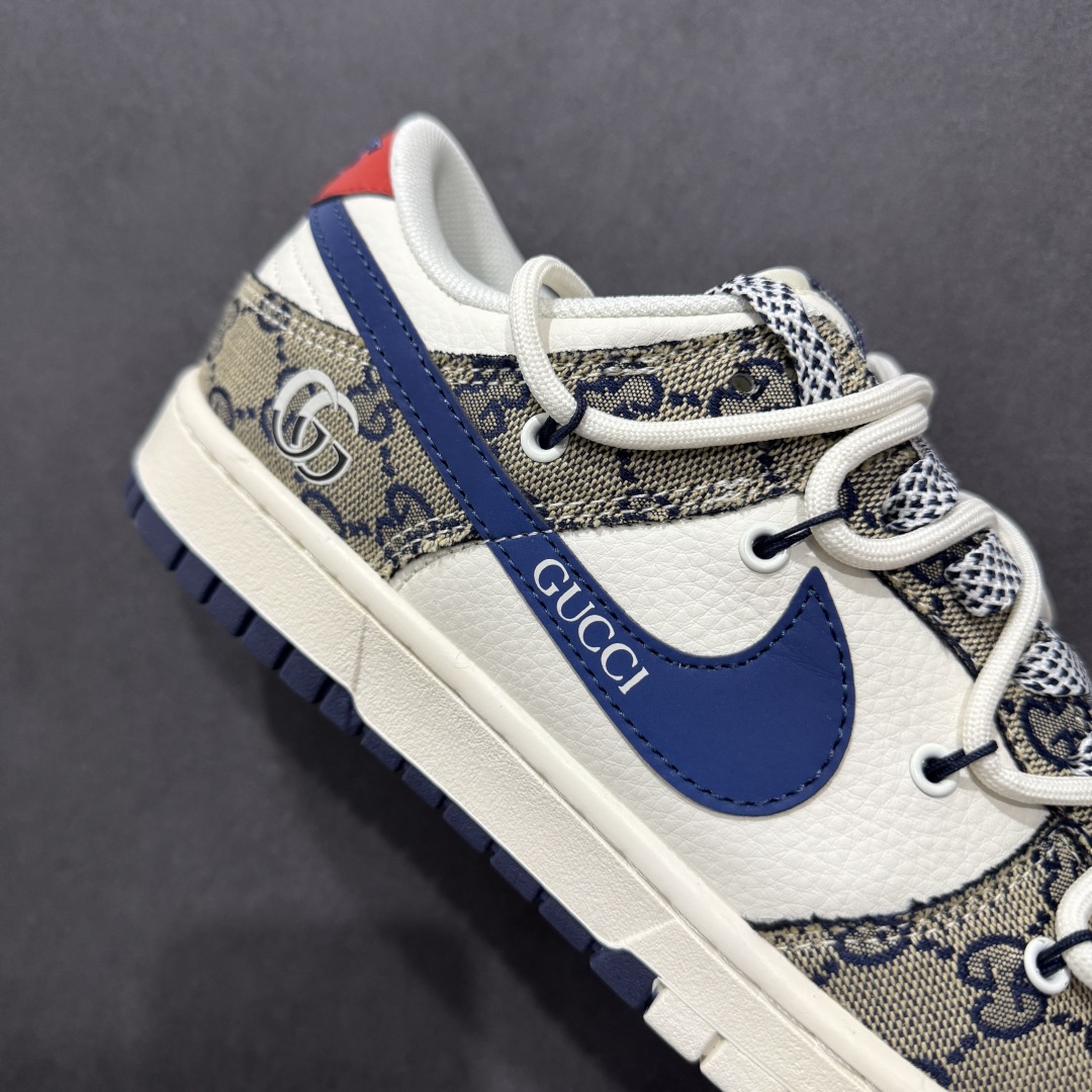 300  【定制版】Nike SB Dunk Low 古驰联名 绑带织布蓝勾 周年高端定制 低帮休闲板鞋 SJ2068-317
