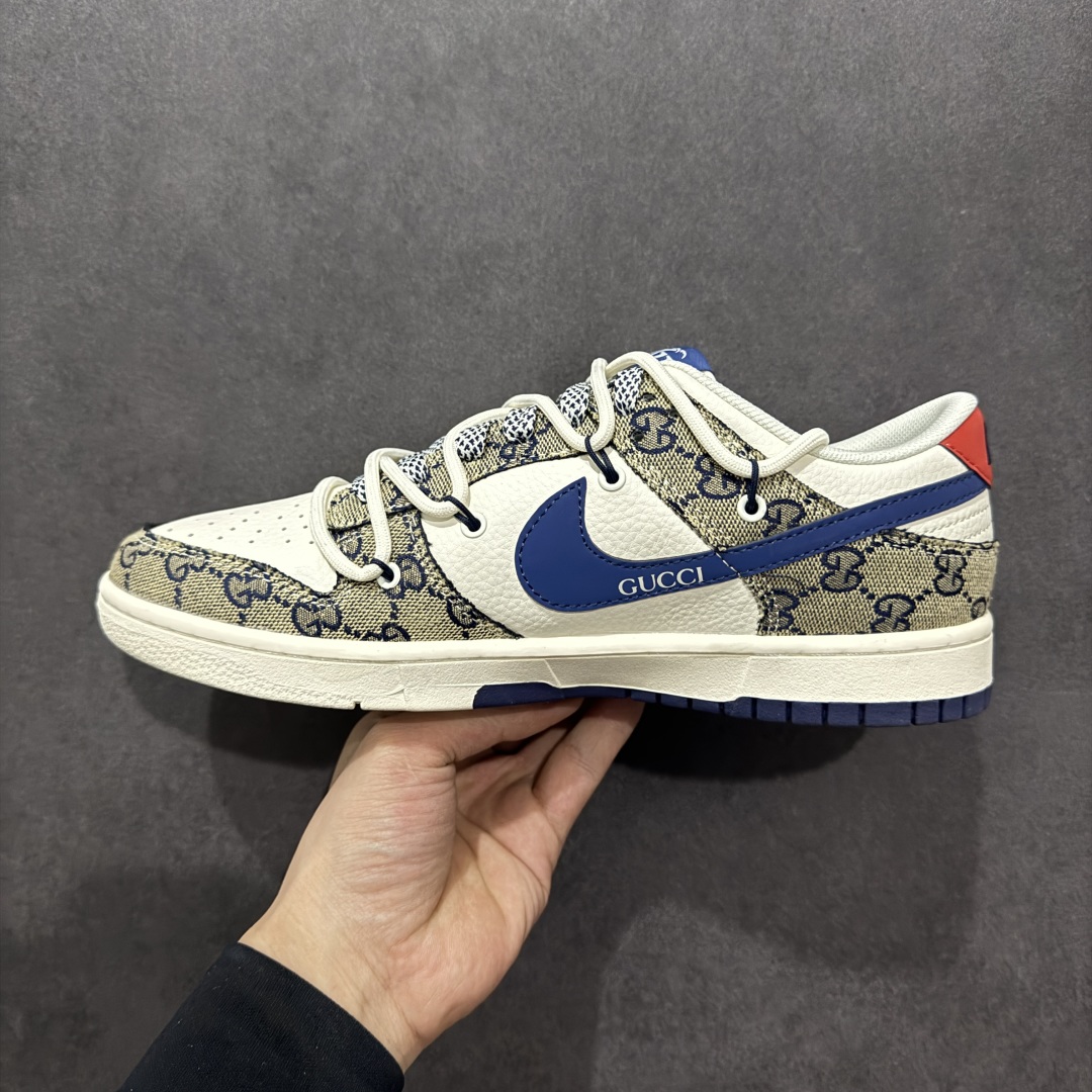 300  【定制版】Nike SB Dunk Low 古驰联名 绑带织布蓝勾 周年高端定制 低帮休闲板鞋 SJ2068-317