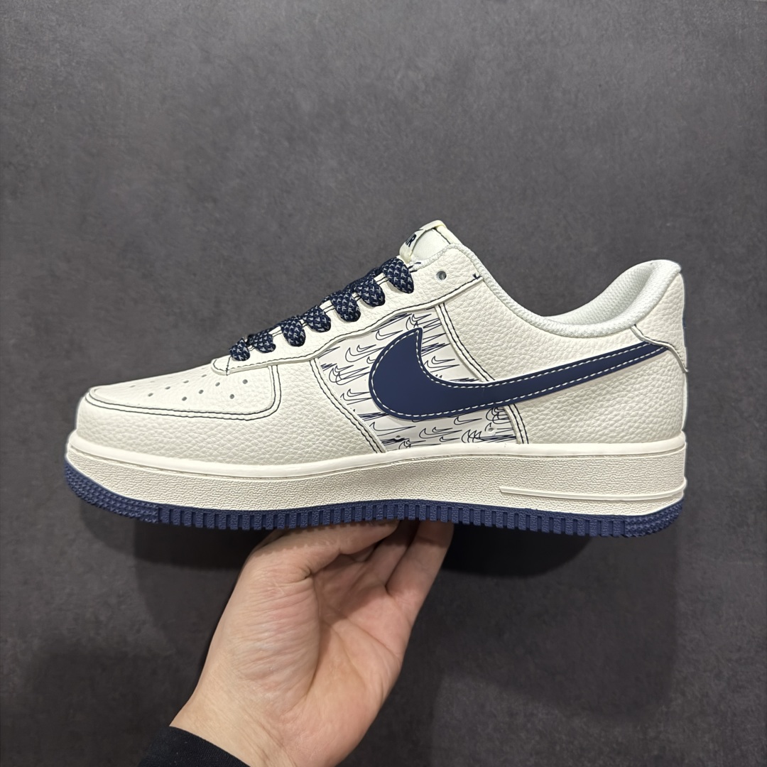 260  【定制版】Nike Air Force 1'07 Low 耐克联名 深蓝多重勾 空军一号低帮休闲板鞋 HH7518-069