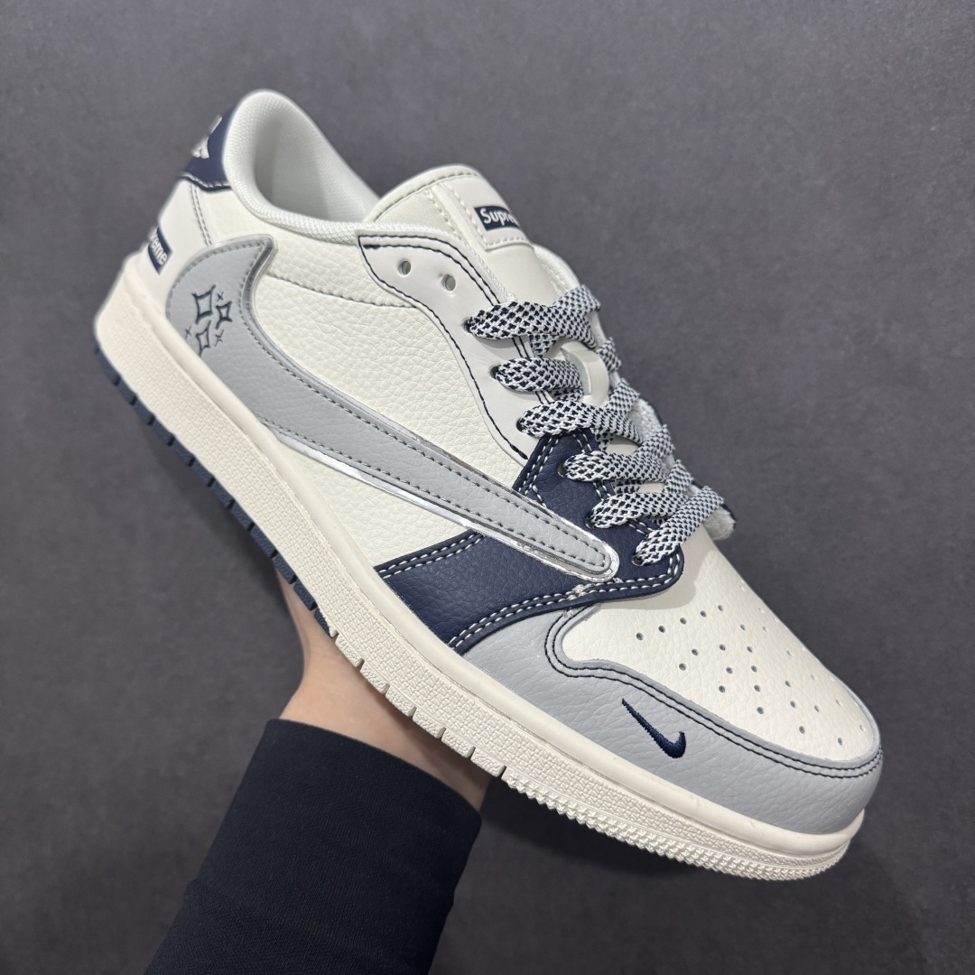 280  【定制版】Travis Scott x Fragment Design x Air Jordan 1 Low OG SP AJ1 乔1 Supreme联名 双拼灰星星 低帮文化休闲板鞋 XS7089-549