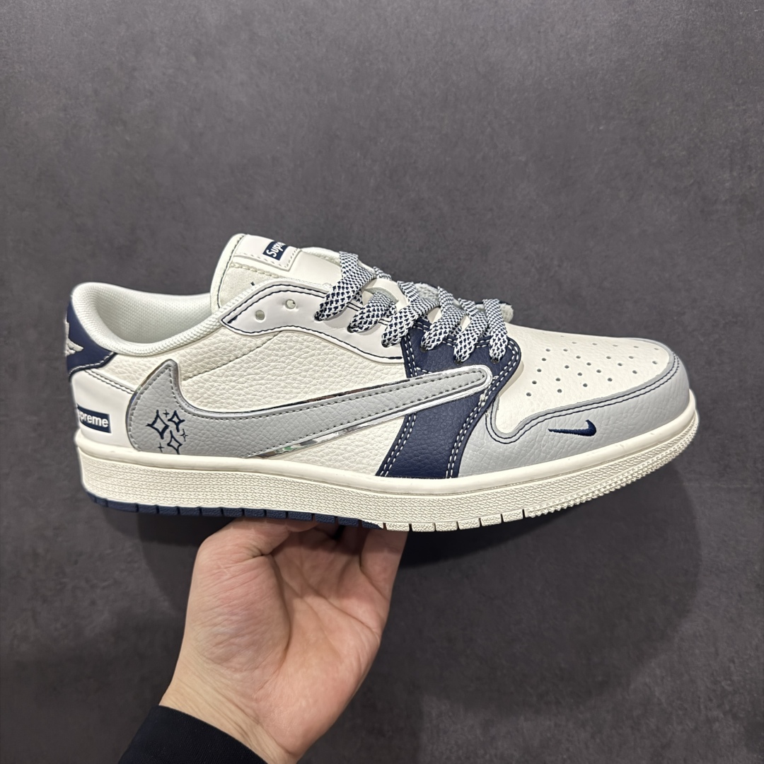 280  【定制版】Travis Scott x Fragment Design x Air Jordan 1 Low OG SP AJ1 乔1 Supreme联名 双拼灰星星 低帮文化休闲板鞋 XS7089-549