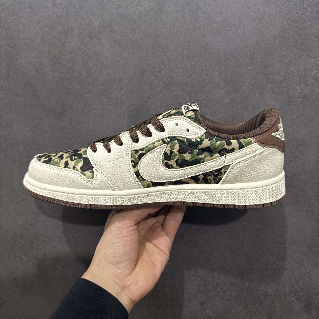280  【定制版】Travis Scott x Fragment Design x Air Jordan 1 Low OG SP AJ1 乔1 Bape联名 米棕迷彩 低帮文化休闲板鞋 XS2024-019