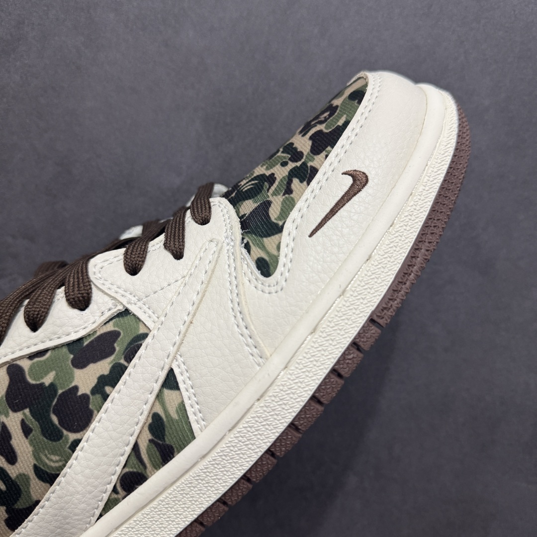 280  【定制版】Travis Scott x Fragment Design x Air Jordan 1 Low OG SP AJ1 乔1 Bape联名 米棕迷彩 低帮文化休闲板鞋 XS2024-019