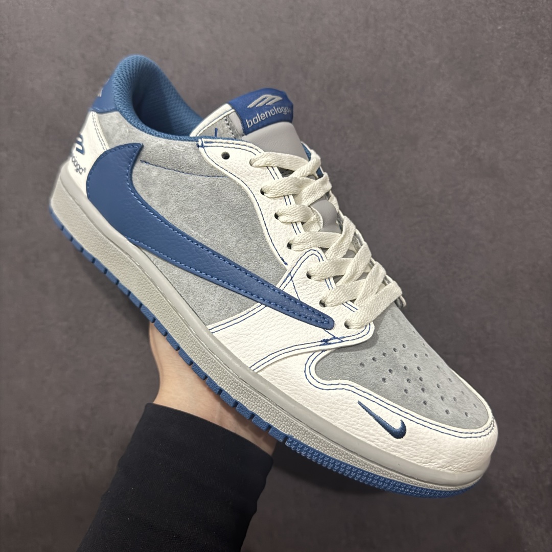 260  【定制版】海外爆款限量发售Travis Scott x Fragment Design x Jordan Air Jordan 1 Low OG SP  “巴黎世家联名---奶白猪八灰蓝勾”   XD1568-105