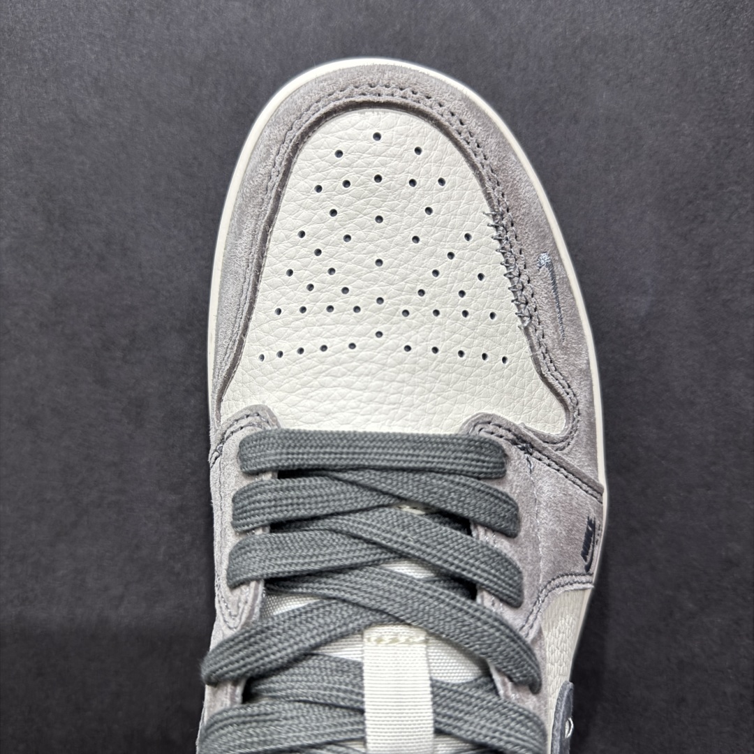  
【定制版】Air Jordan 1 Low AJ1 乔1 斯图西联名 米灰金属标 高端定制 低帮复古