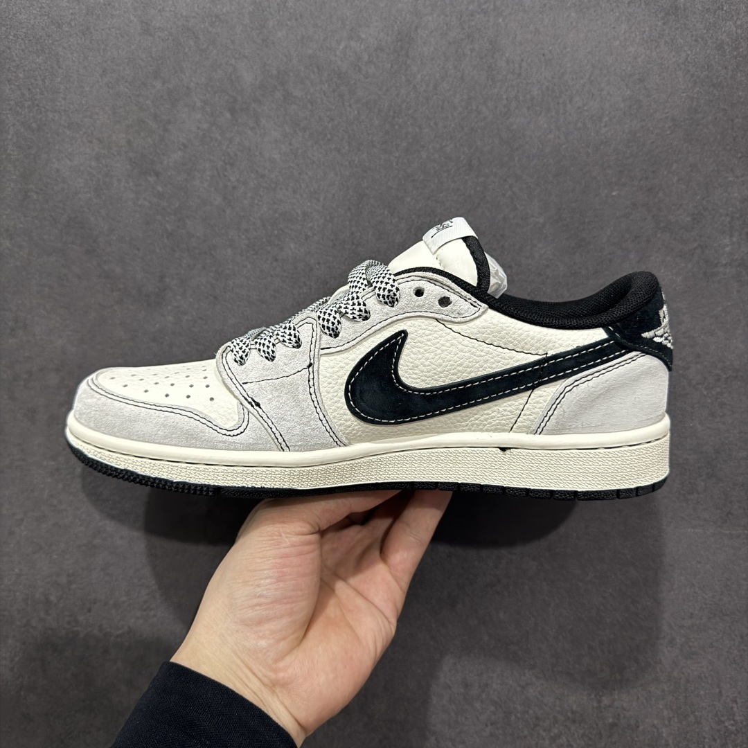 280  【定制版】Travis Scott x Fragment Design x Air Jordan 1 Low OG SP AJ1 乔1 斯图西联名 米黑织布 低帮文化休闲板鞋 YX5066-301