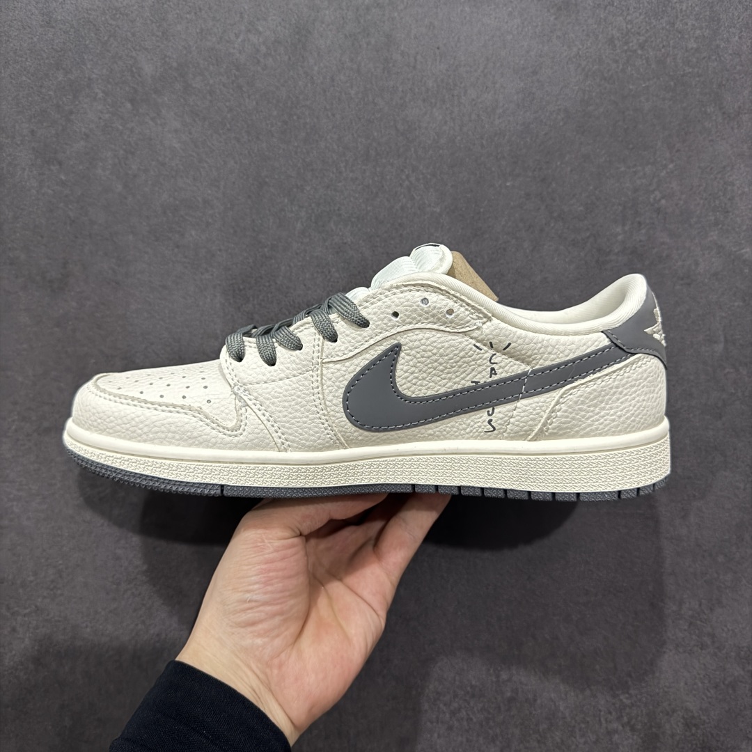 280  【定制版】Travis Scott x Fragment Design x Air Jordan 1 Low OG SP AJ1 乔1 北面联名 米灰波浪 低帮文化休闲板鞋 XS2024-013