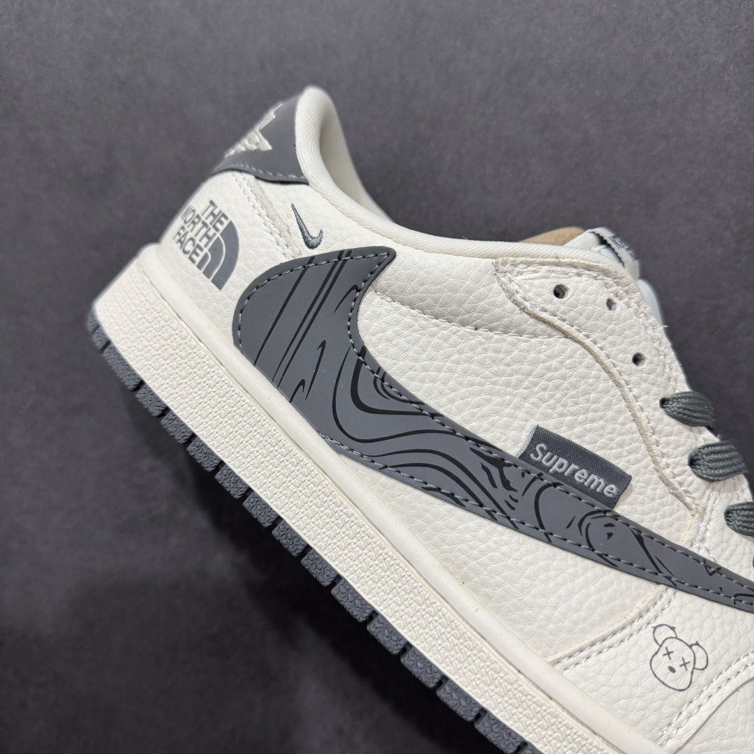 280  【定制版】Travis Scott x Fragment Design x Air Jordan 1 Low OG SP AJ1 乔1 北面联名 米灰波浪 低帮文化休闲板鞋 XS2024-013