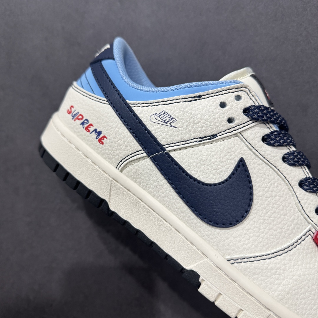  
【定制版】Nike SB Dunk Low Sup系列 米白藏蓝勾 周年高端定制 低帮休闲板鞋 FC