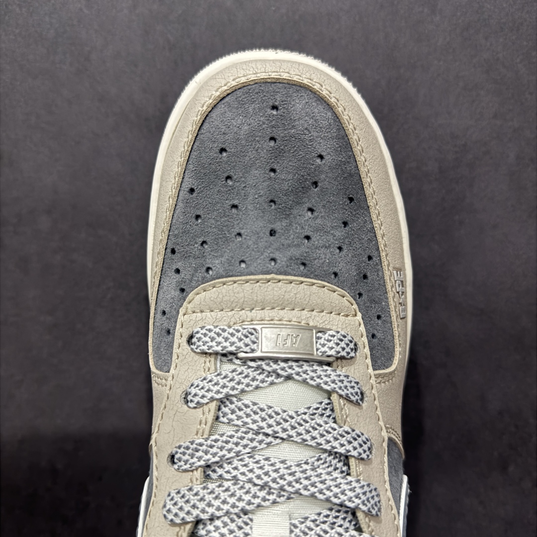 260  【定制版】海外限量发售NIke Air Force 1 '07 Low “Bape联名——裂纹灰咖”空军一号 低帮 运动鞋  SJ6698-023