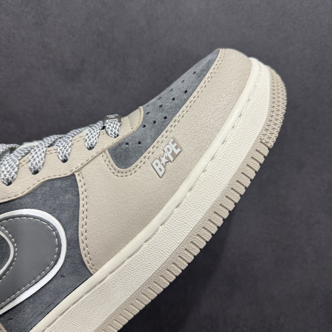 260  【定制版】海外限量发售NIke Air Force 1 '07 Low “Bape联名——裂纹灰咖”空军一号 低帮 运动鞋  SJ6698-023