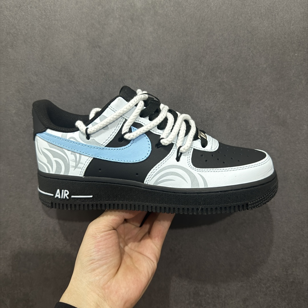 260  【定制版】Nike Air Force 1 Low 07 霜凛 射影 清冷 扇子 图腾喷绘 蓝黑  ZH0316-065
