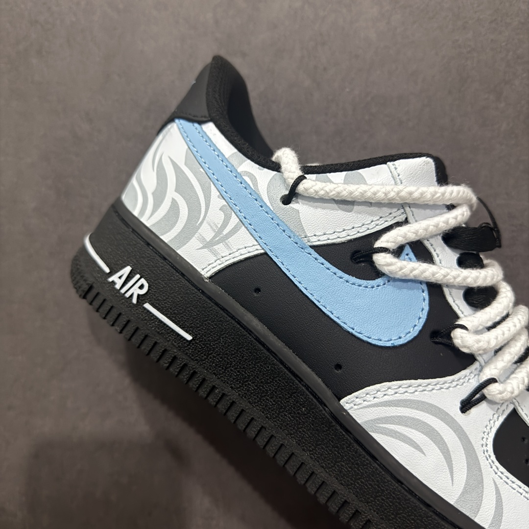 260  【定制版】Nike Air Force 1 Low 07 霜凛 射影 清冷 扇子 图腾喷绘 蓝黑  ZH0316-065