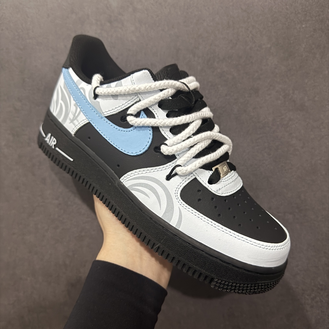 260  【定制版】Nike Air Force 1 Low 07 霜凛 射影 清冷 扇子 图腾喷绘 蓝黑  ZH0316-065