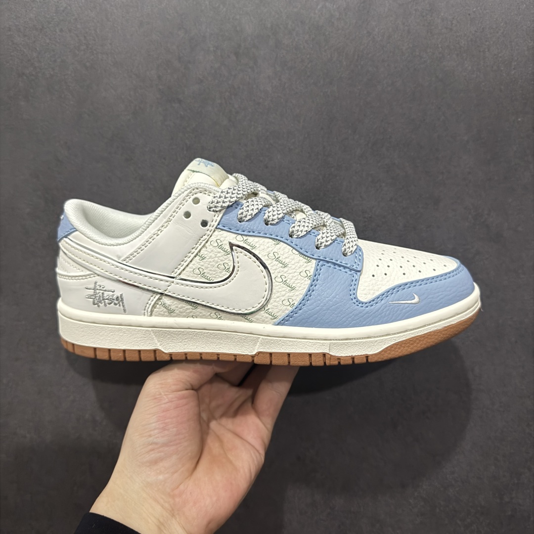  
【定制版】Nike SB Dunk Low 斯图西联名 白蓝生胶 周年高端定制 低帮休闲板鞋 ZH2