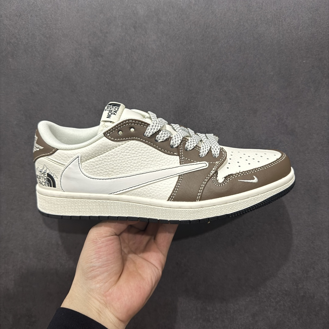 280  【定制版】Travis Scott x Fragment Design x Air Jordan 1 Low OG SP AJ1 乔1 北面联名 米棕雪山 低帮文化休闲板鞋 XS6089-512
