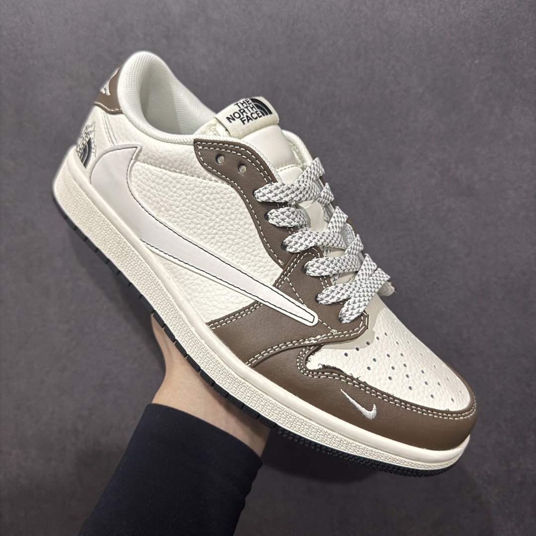 280  【定制版】Travis Scott x Fragment Design x Air Jordan 1 Low OG SP AJ1 乔1 北面联名 米棕雪山 低帮文化休闲板鞋 XS6089-512