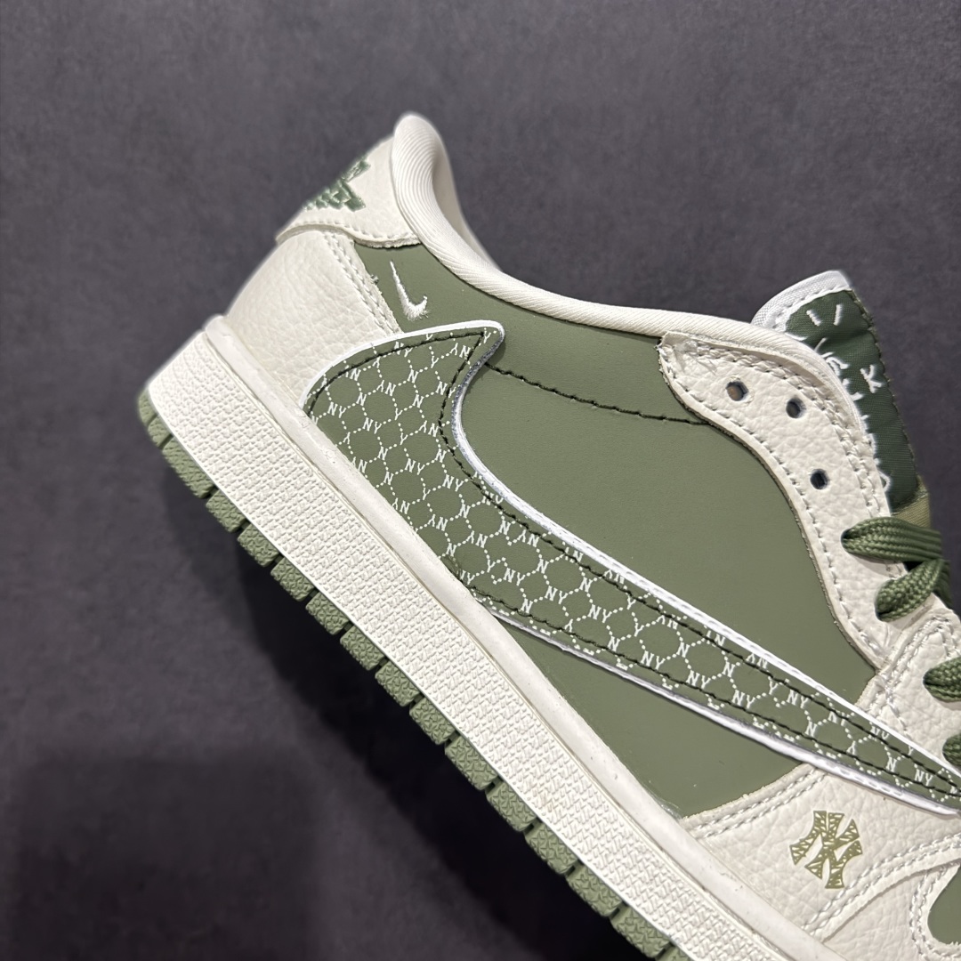280  【定制版】Travis Scott x Fragment Design x Air Jordan 1 Low OG SP AJ1 乔1 MLB联名 米绿网纹勾 低帮文化休闲板鞋 XS2024-017