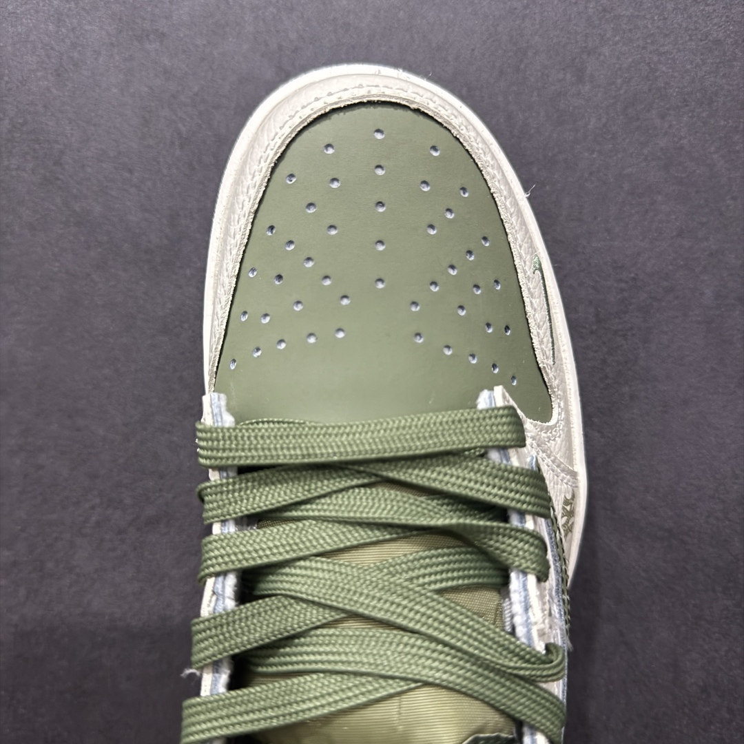 280  【定制版】Travis Scott x Fragment Design x Air Jordan 1 Low OG SP AJ1 乔1 MLB联名 米绿网纹勾 低帮文化休闲板鞋 XS2024-017