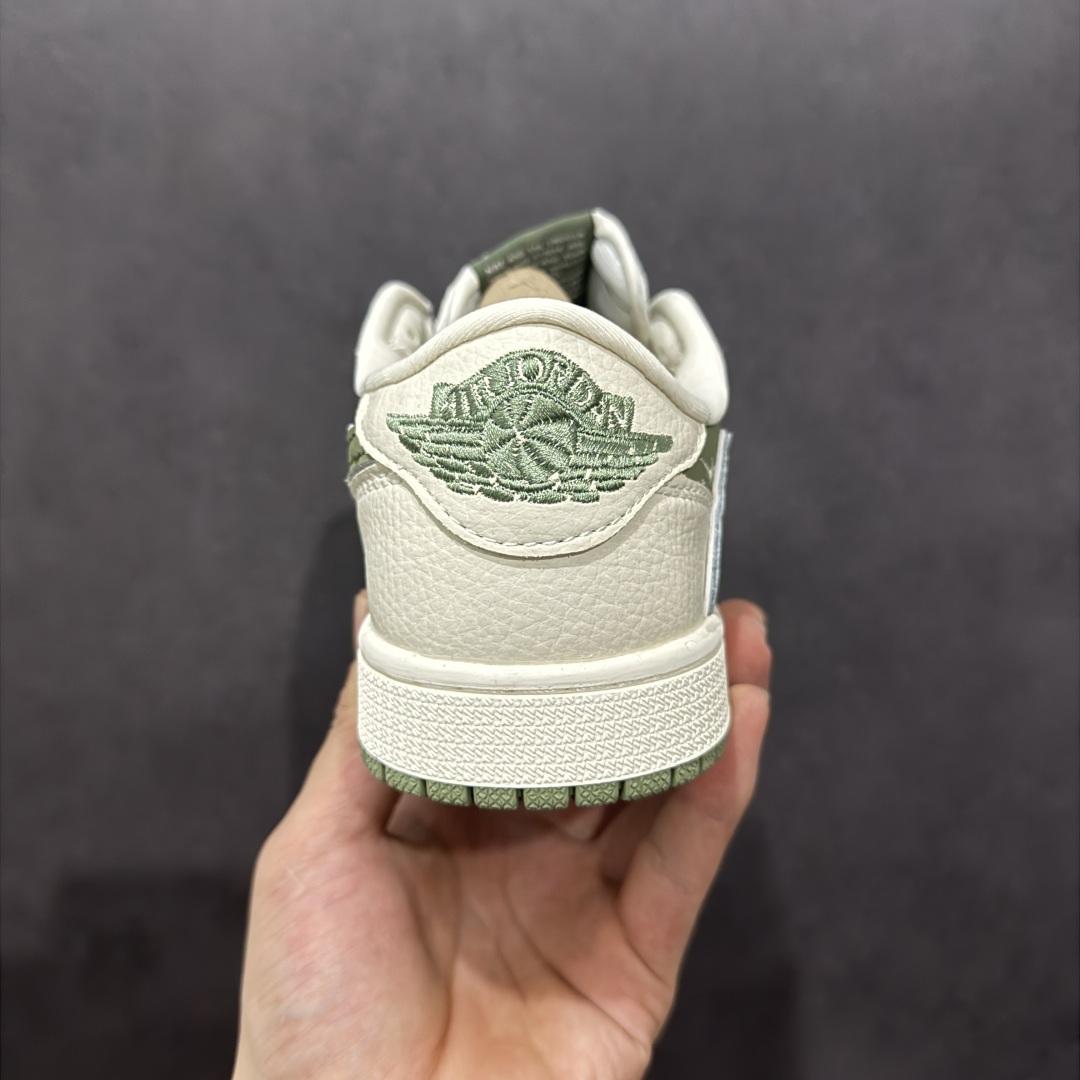 280  【定制版】Travis Scott x Fragment Design x Air Jordan 1 Low OG SP AJ1 乔1 MLB联名 米绿网纹勾 低帮文化休闲板鞋 XS2024-017
