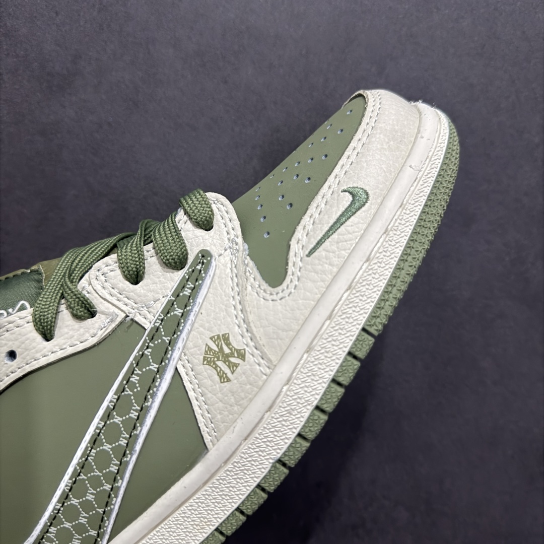 280  【定制版】Travis Scott x Fragment Design x Air Jordan 1 Low OG SP AJ1 乔1 MLB联名 米绿网纹勾 低帮文化休闲板鞋 XS2024-017