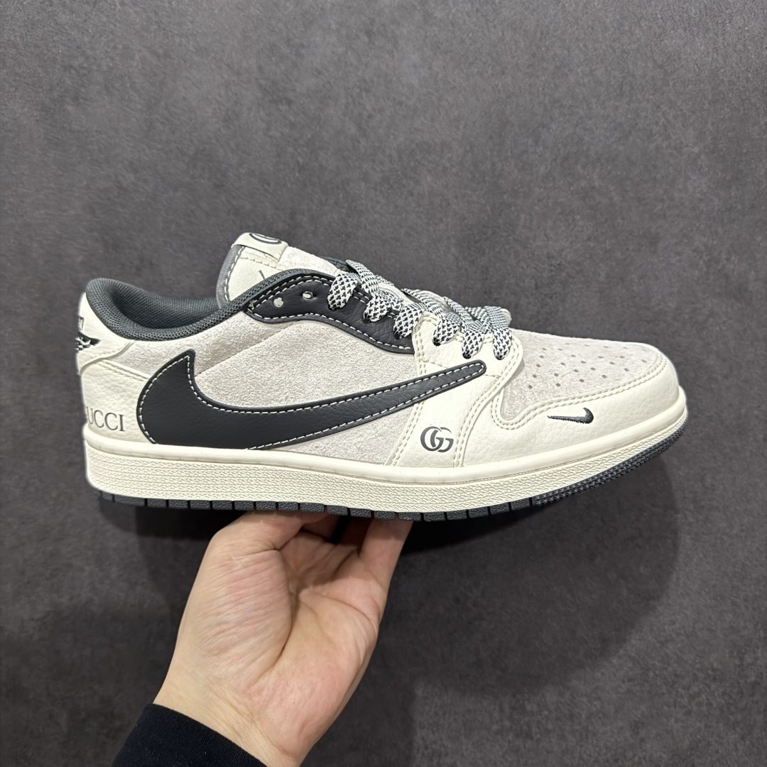 260  【定制版】Travis Scott x Nike Air Jordan 1 Low x GUCCI Air Jordan 1 Low 反转白灰小钩满天星倒钩 XS3086-012