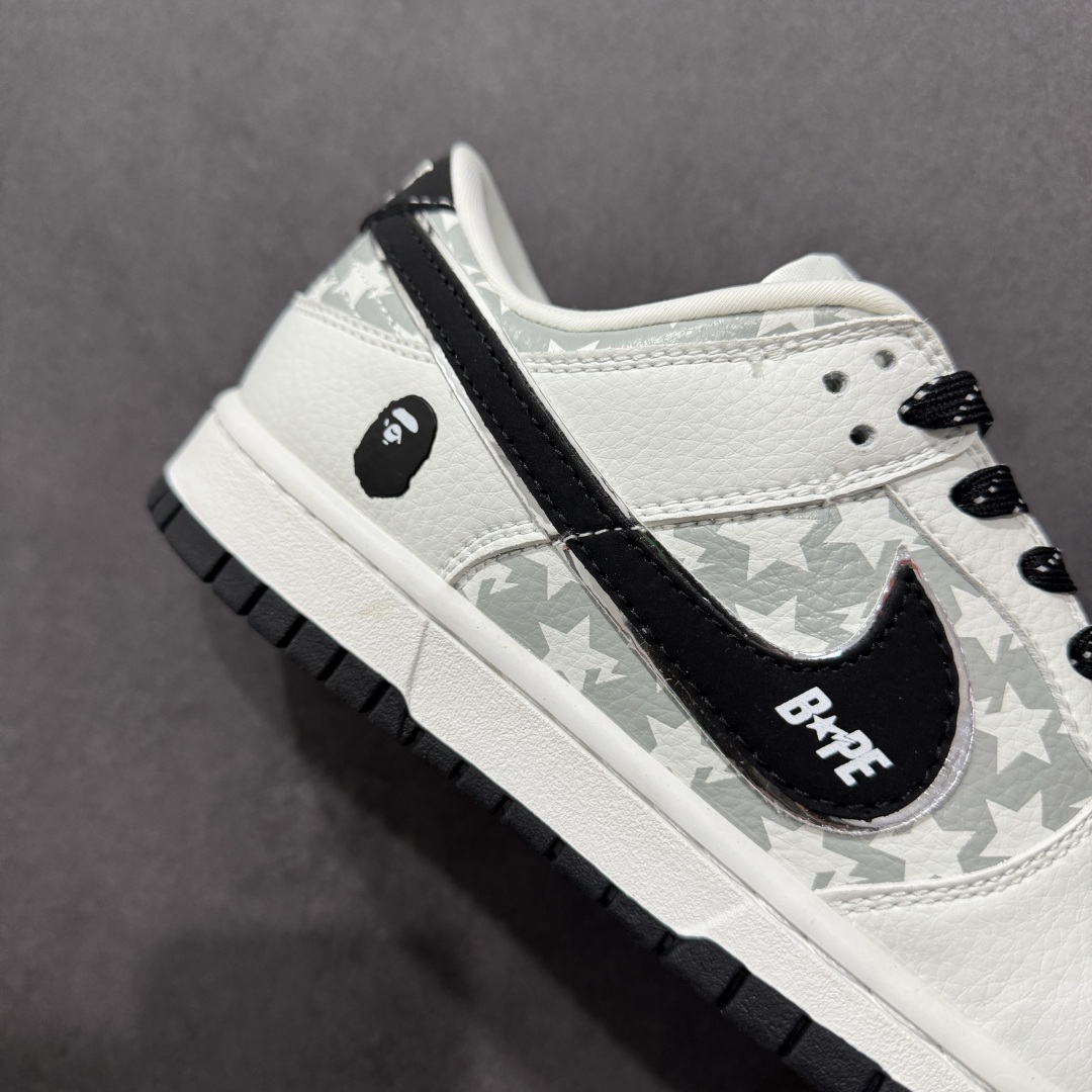 300  【定制版】Nike SB Dunk Low BAPE系列 五角星黑勾 周年高端定制 低帮休闲板鞋 CS1688-104