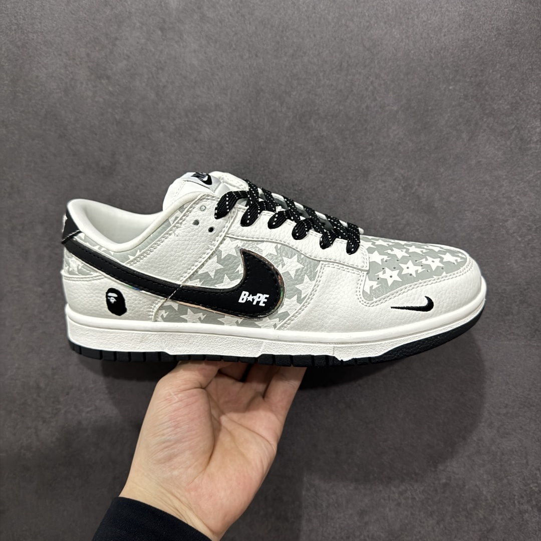 300  【定制版】Nike SB Dunk Low BAPE系列 五角星黑勾 周年高端定制 低帮休闲板鞋 CS1688-104