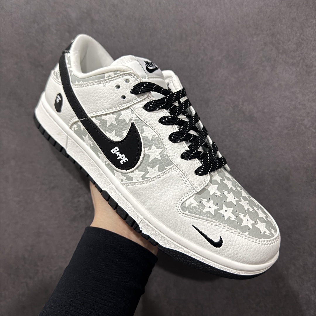300  【定制版】Nike SB Dunk Low BAPE系列 五角星黑勾 周年高端定制 低帮休闲板鞋 CS1688-104