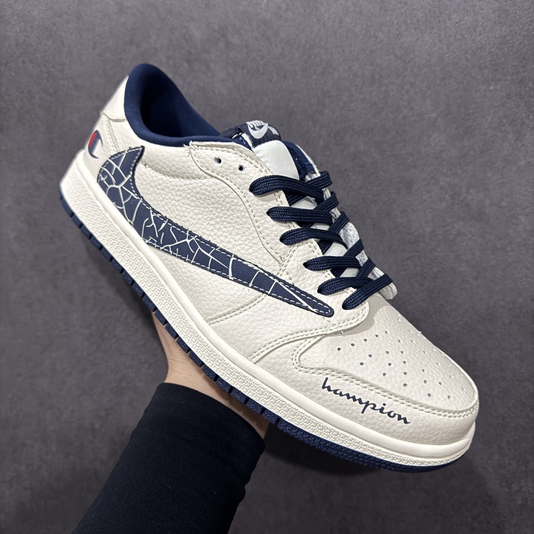 【定制版】Travis Scott x Fragment Design x Air Jordan 1 Low OG SP AJ1 乔1 冠军联名 裂纹勾 低帮文化休闲板鞋 LD2025-015